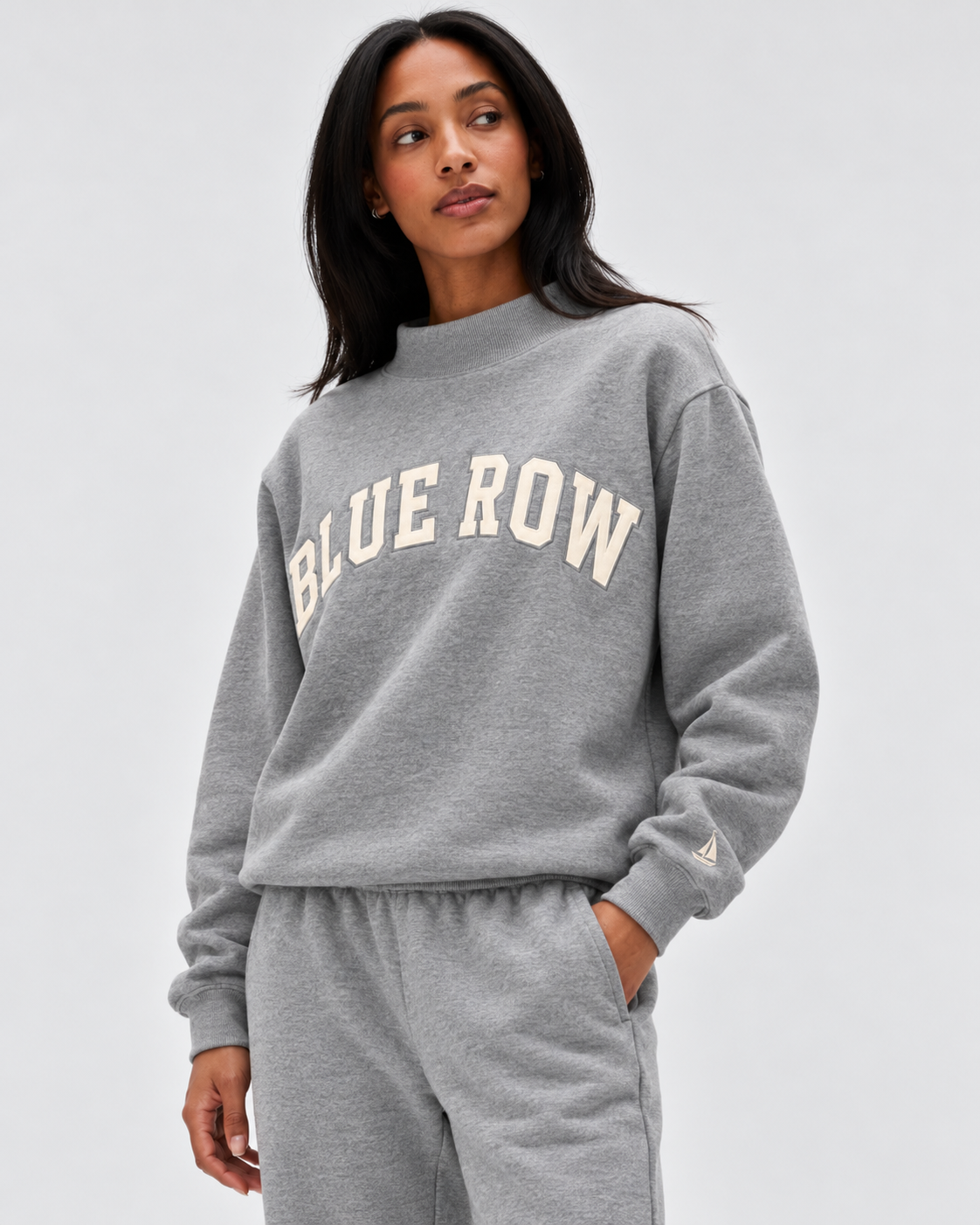 Blue Row 1935 Classic Mockneck in grey French terry