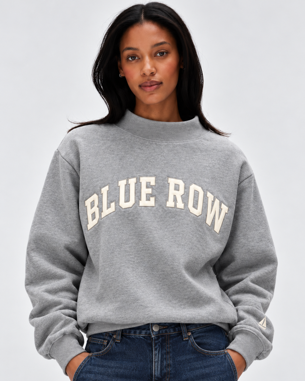 Blue Row 1935 Classic Mockneck in grey French terry
