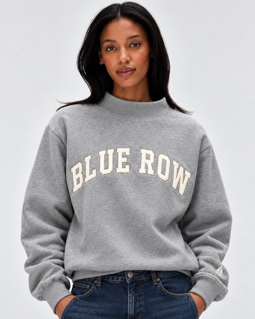 Blue Row 1935 Classic Mockneck in grey French terry