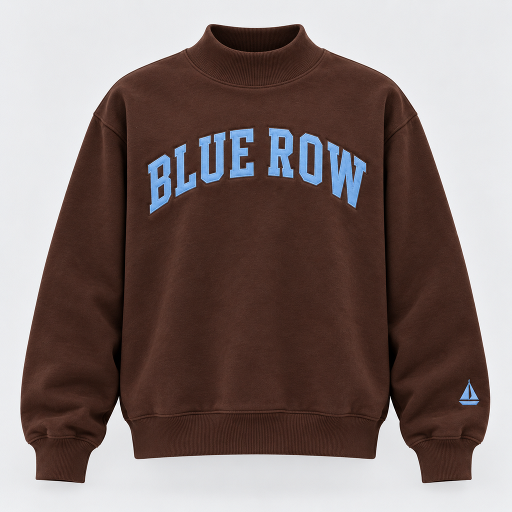 Blue Row 1935 Classic Mockneck in brown French terry