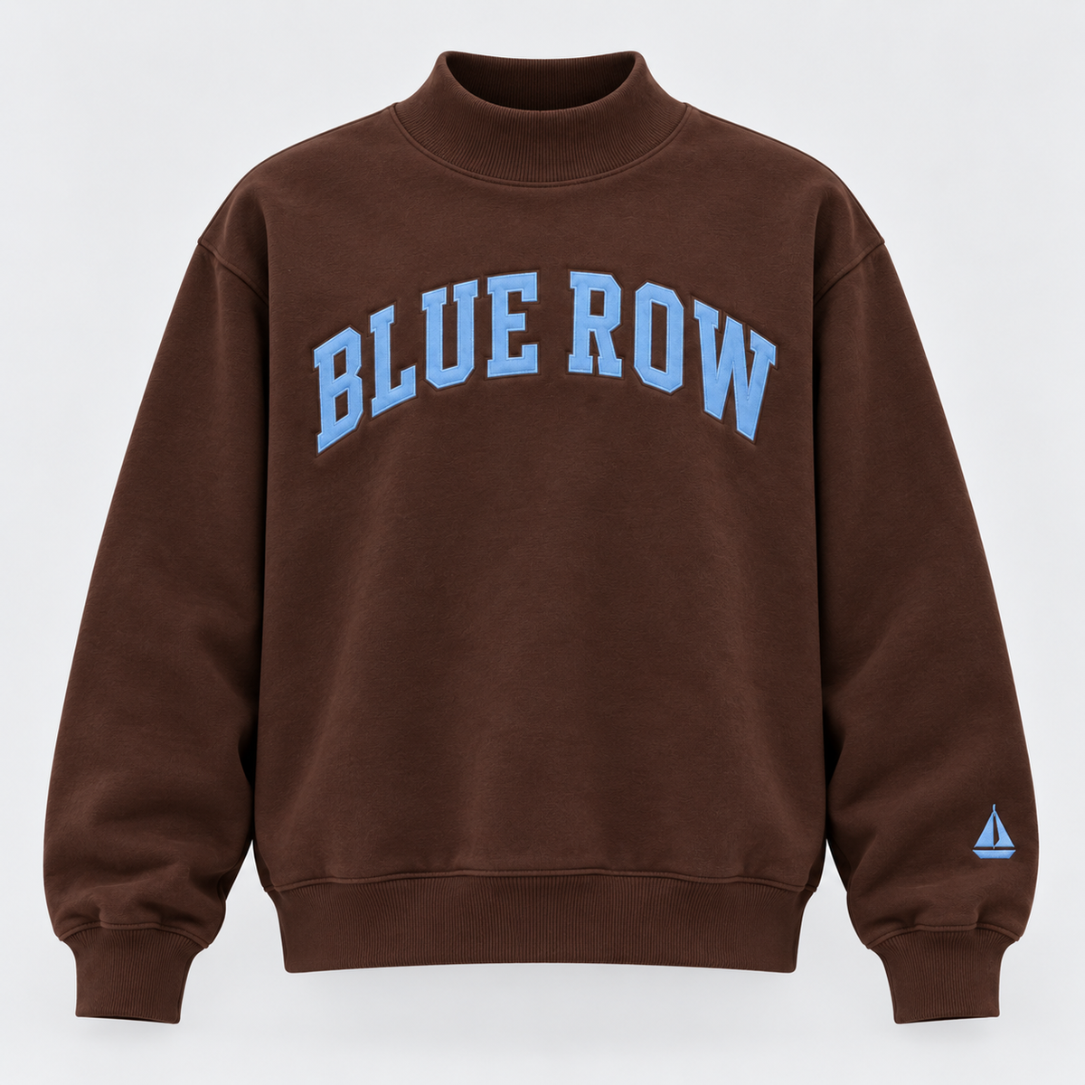 Blue Row 1935 Classic Mockneck in brown French terry